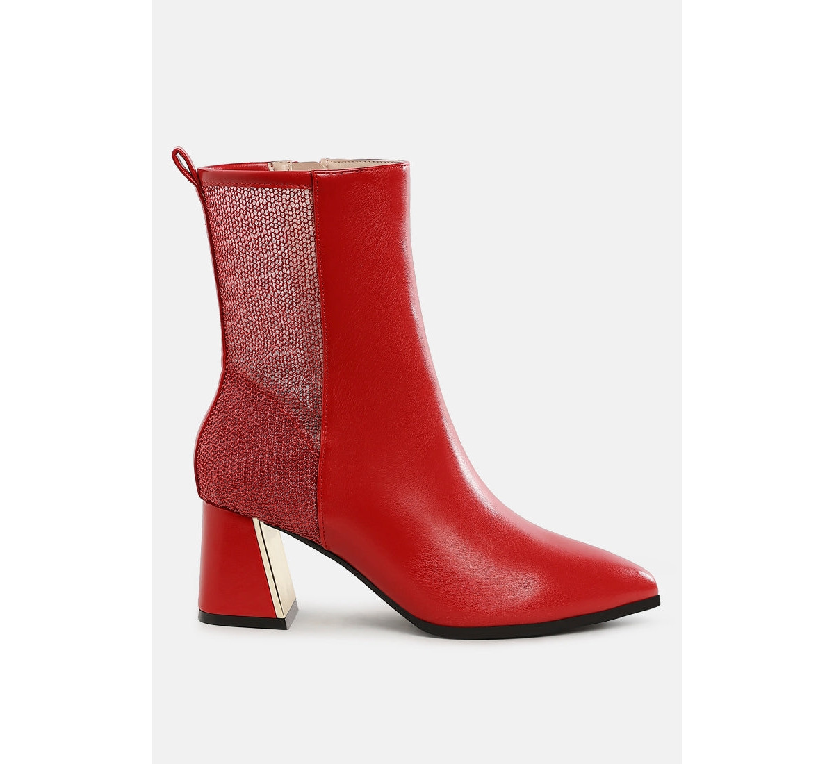 Mimosa Mesh Detail Pointy Ankle Boots Women - Red | Macy's
