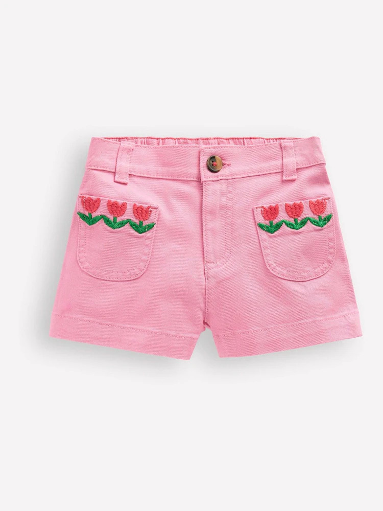 Boden Pink Embroidered Patch Pocket Shorts | Next US