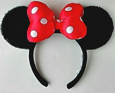 Disney Classical Minnie Mouse Ears Bow Headband Plush Ears Polka Dot Bow | eBay AU