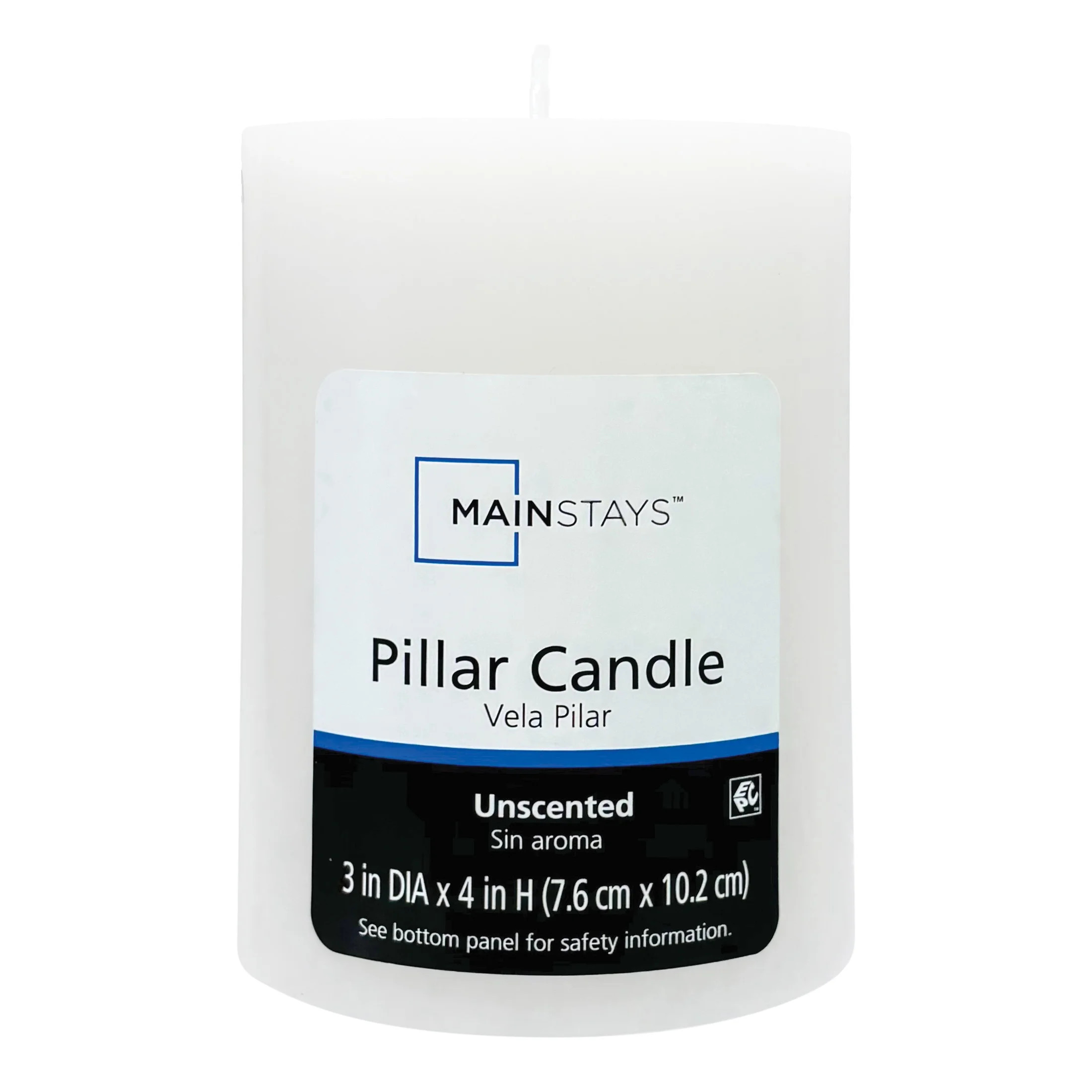 Mainstays Unscented Pillar Candles, 3x4 Inches, White | Walmart (US)