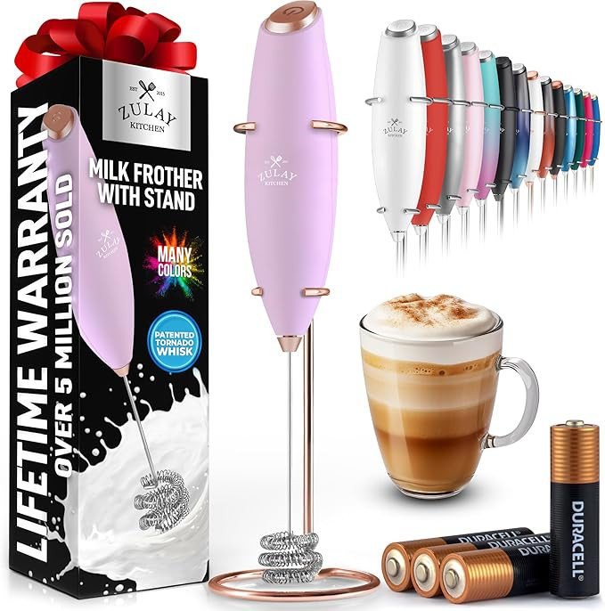 Zulay Kitchen Patented Tornado Triple Whisk Milk Frother with 4 Duracell Batteries – Handheld F... | Amazon (US)