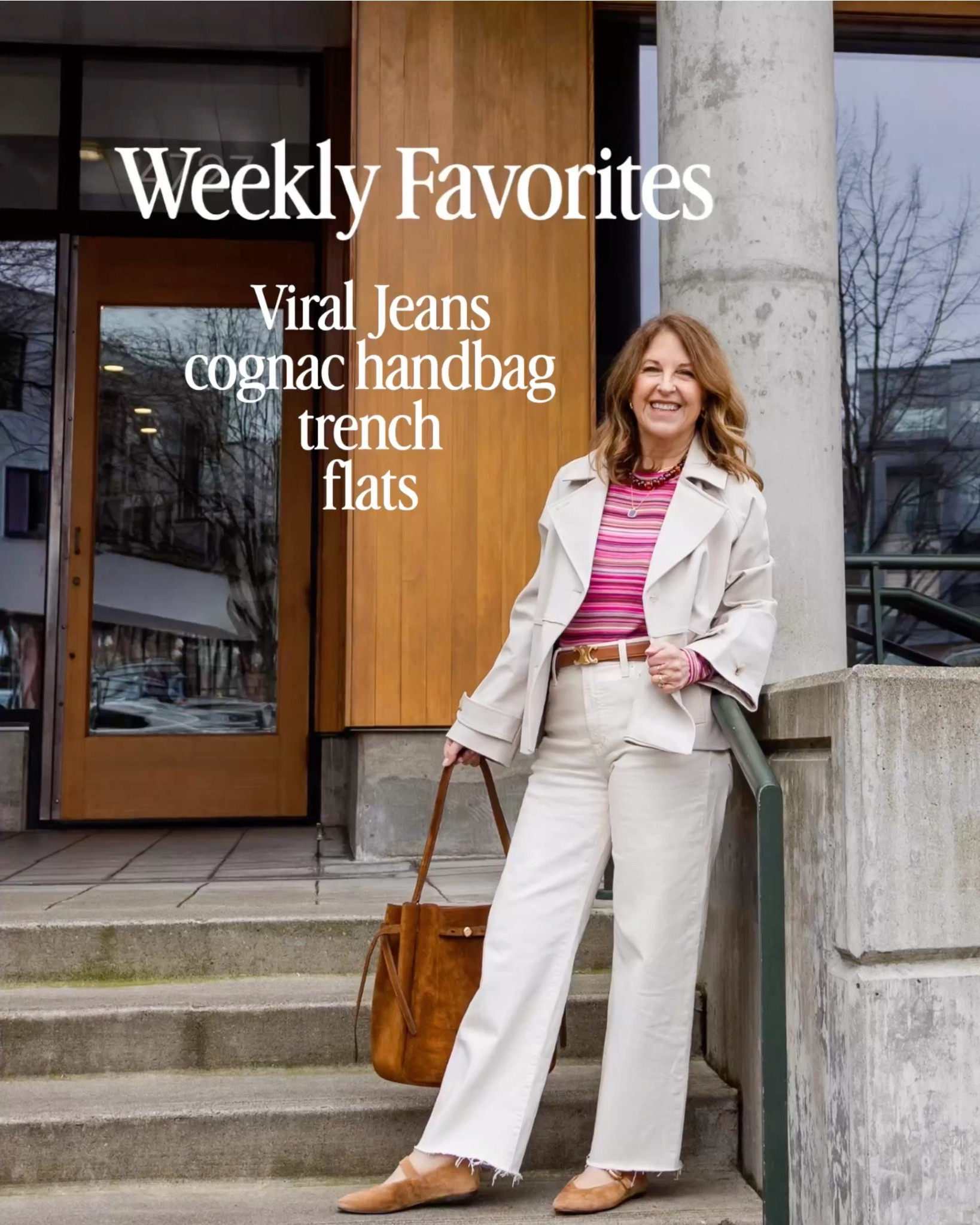 A few weekly favorites! 

The viral Jeans that fit 9 out of 10 women, straight Jeans - tts
sneakers - tts
flats -ttd
polka-dot dress - tts
beaded sandals-tts
cropped jacket-tts
Spanx set - tts.  
Trench jacket- oversized tts
& cognac accessories. 

#LTKSeasonal #LTKOver40 #LTKootd