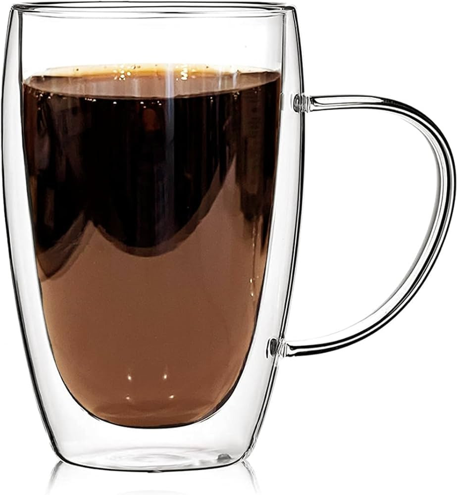 MARKABLE Interiorsbydebbi Selected Double Wall Glass Coffee Mug, 15.2 Ounces-Clear Glass Coffee C... | Amazon (US)