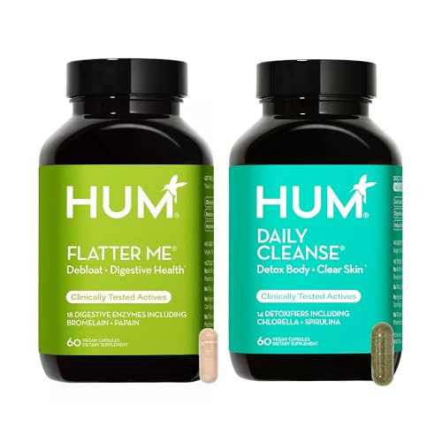 HUM Digest and Detox- Flatter Me 18 Digestive Enzymes to Support Food Breakdown and Daily Cleanse Detoxifying Herbs and Organic Alage Supports a Natural Detox and Clear Skin | Amazon (US)
