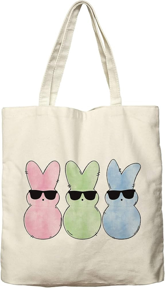 Dlzdn Easter Peeps Bunny Tote Bag For Women Aesthetic Tote Bag Shopping Grocery Bag Beach Bag Gif... | Amazon (US)
