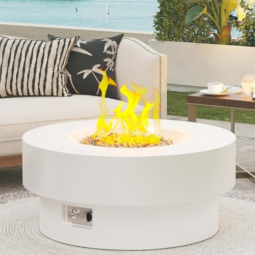 32.5 Inch Propane Fire Pit Table, 50,000 BTU Round Patio Fire Pit Table Outdoor, CSA Certified, S... | Amazon (US)