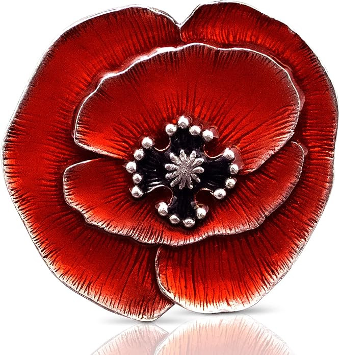 Remembrance Poppy Brooch Pin (Red) – Handcrafted Pewter Brooch Pins For Women, 1 ¾”, Made In... | Amazon (US)