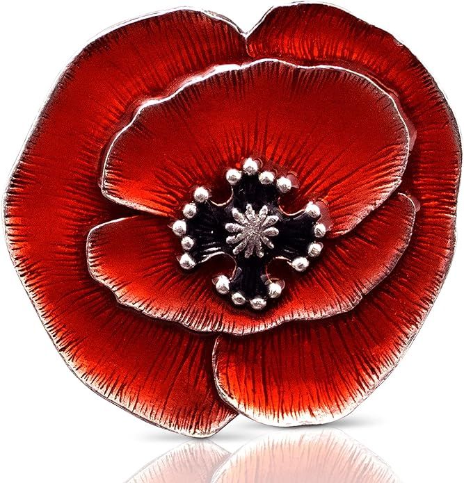 Remembrance Poppy Brooch Pin (Red) – Handcrafted Pewter Brooch Pins For Women, 1 ¾”, Made In... | Amazon (US)