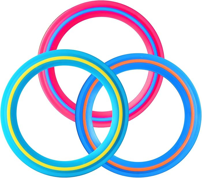 JEEFUD Flying Disc for Kids Adults 11 inch Flying Ring, 3 Pack Beach Backyard Sports Play Soft Di... | Amazon (US)