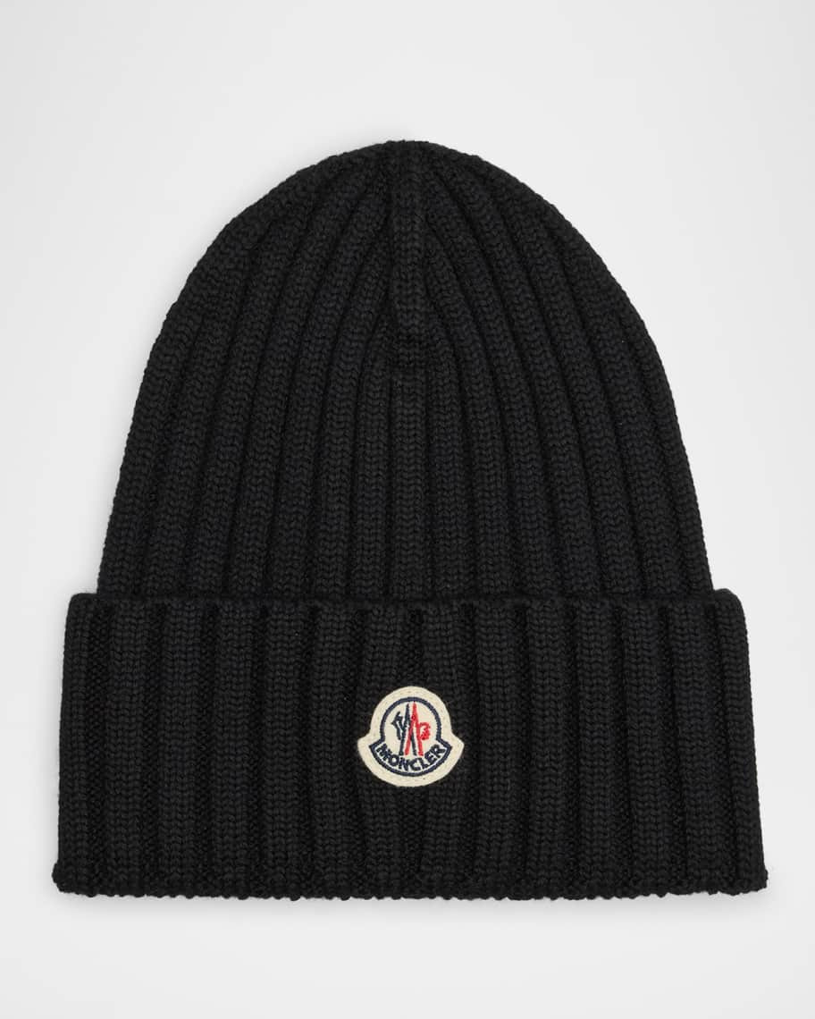Moncler Ribbed Wool Logo Beanie | Neiman Marcus