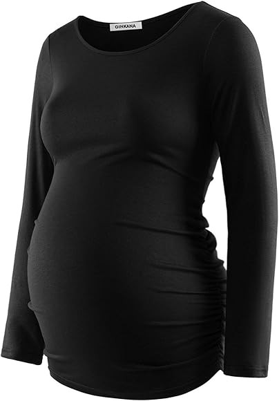 GINKANA Women's Baseball Crew Neck Flower Raglan Sleeve Maternity T-Shirt Top Pregnancy Shirt | Amazon (US)