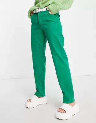 JJXX Seoul mid waist straight leg jeans in bright green | ASOS (Global)
