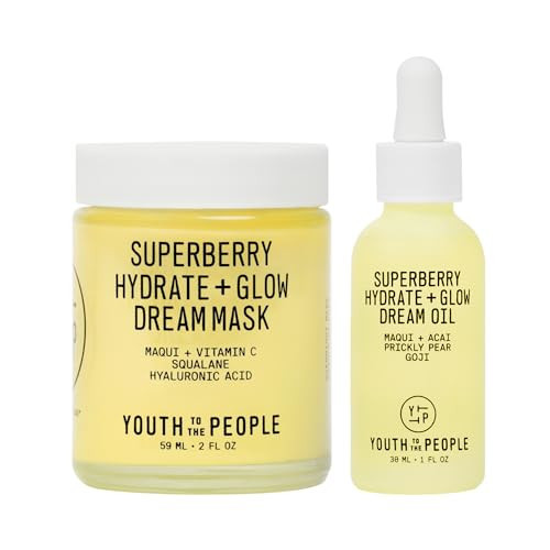 Youth To The People Hydrate + Glow Day to Night Duo, 2-Pc Skincare Bundle Set for Smooth + Radiant Skin, Superberry Dream Oil (1oz) + Superberry Overnight Dream Mask (2oz), Dull/Dry Skin Types | Amazon (US)