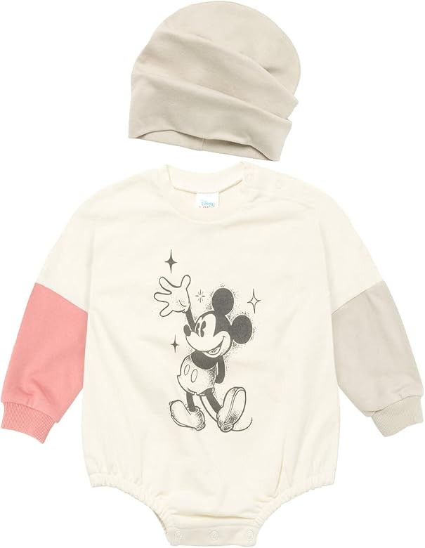 Disney Minnie Mouse Mickey Mouse Winnie the Pooh Baby French Terry Oversized Long Sleeve Bodysuit... | Amazon (US)