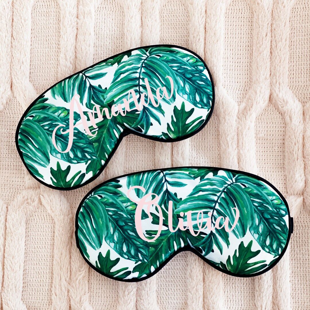 Palm Leaf Sleep Masks - Tropical Bachelorette Party Favors - Bridesmaid Sleep Mask - Cute Bridesm... | Etsy (US)