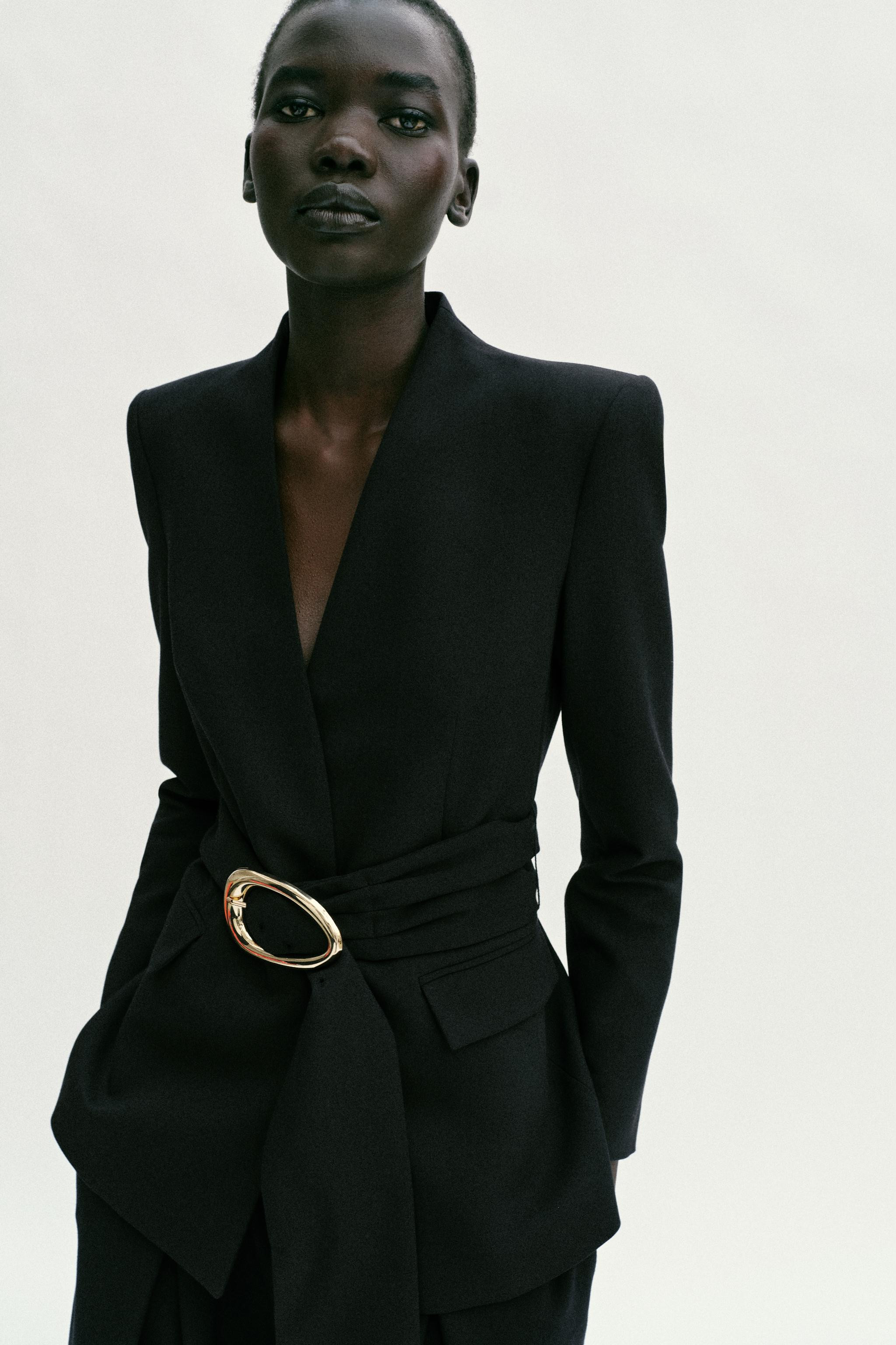 GOLD BUCKLE BELTED BLAZER SET | Zara US