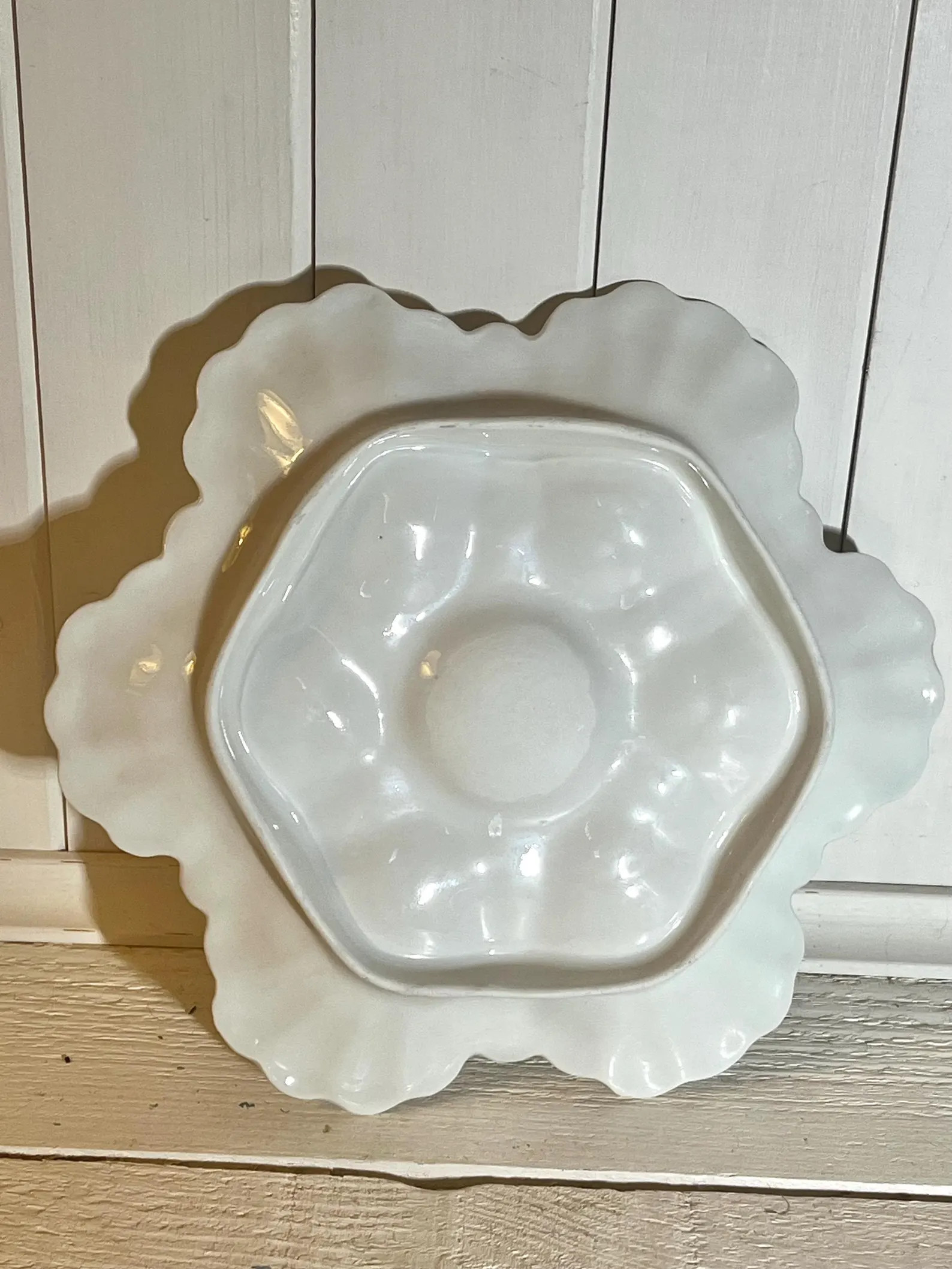 One vintage French white scalloped oyster plate | Etsy (US)