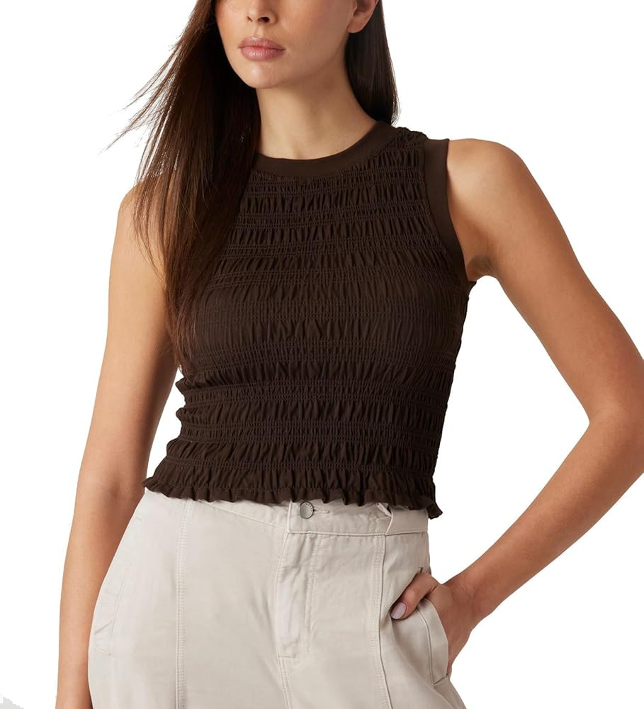 GUESS Women's Eco Sleeveless Claire Smock Tank Top | Amazon (US)