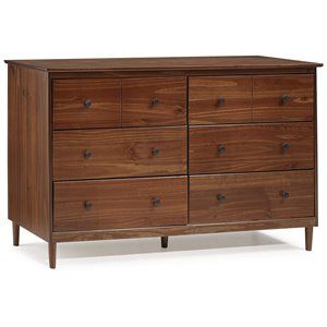 6 Drawer Solid Wood Dresser in Walnut | Homesquare
