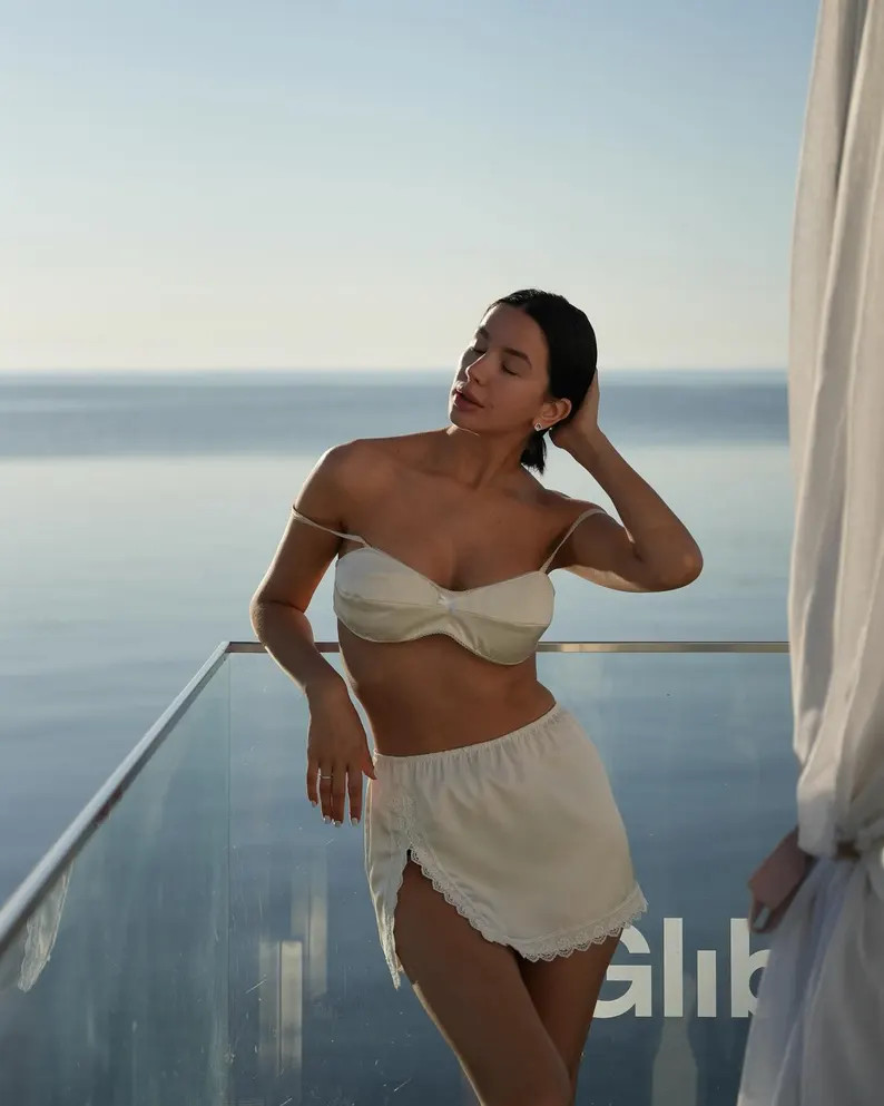 Satin Pajama Set for Women – Top with Lace Skirt, Handmade Bridal Sleepwear & Loungewear | Etsy (US)