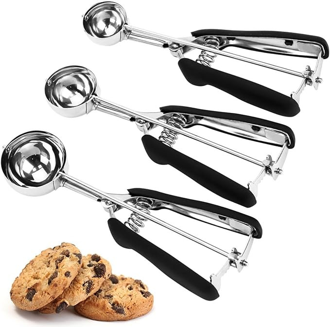 Cookie Scoop Set, 3Pcs Ice Cream Scoop, Cookie Scoops for Baking Set of 3, 18/8 Stainless Steel C... | Amazon (US)