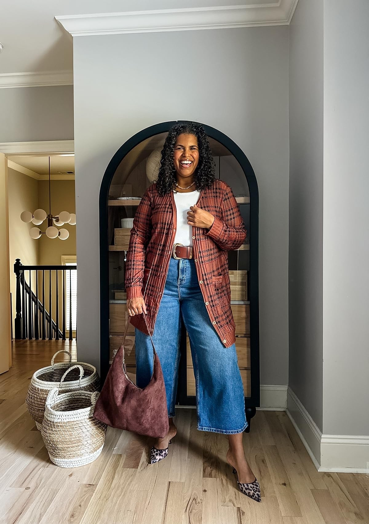 Loving these comfy and stylish pieces. Check out the wide leg jeans and leopard heels - perfect for any occasion. Wearing size 20 in jeans, and 2x in cardigan (which comes in SO many patterns).

#LTKStyleTip #LTKPlusSize #LTKFindsUnder100