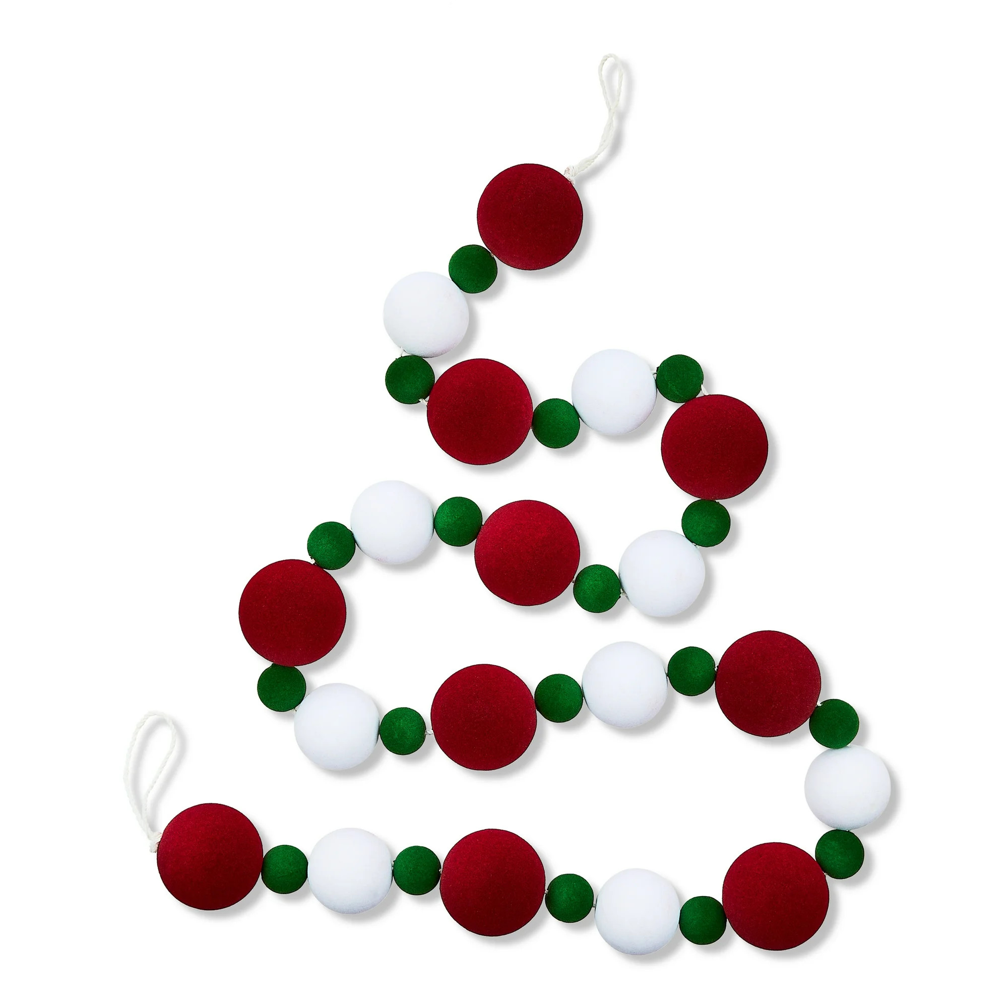 Red, Green and White Flocked Ball Garland, 65 in, by Holiday Time | Walmart (US)