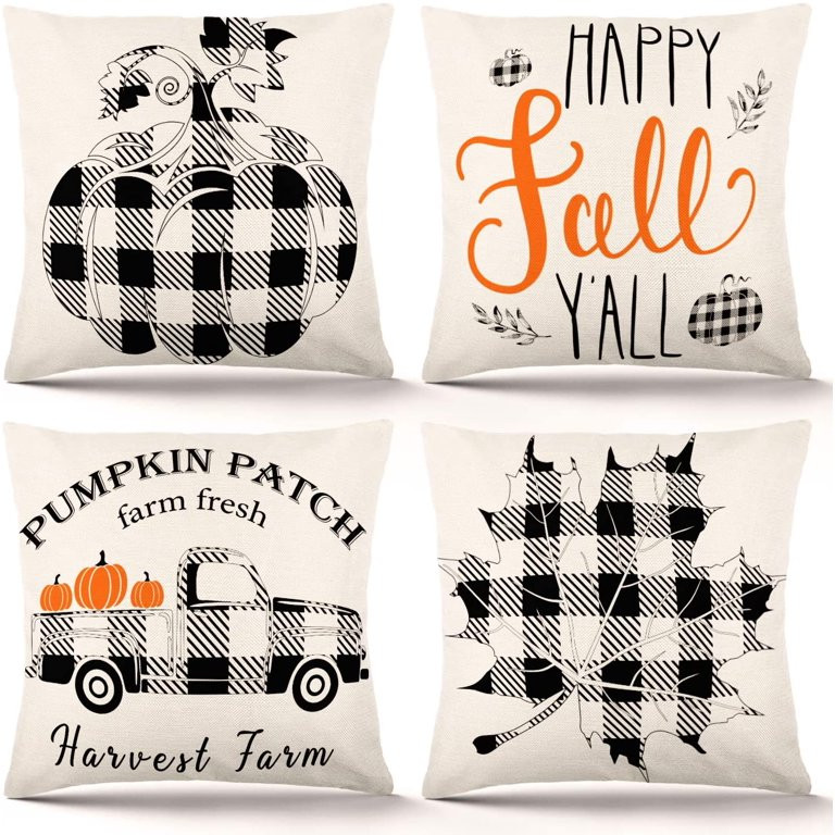 DecorX Fall Pillow Covers 18×18 Inch Set of 4 Fall Decor for Home Autumn Farmhouse Buffalo Plaid... | Walmart (US)