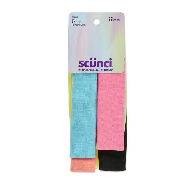 Scunci Stretch Comfort Headwrap Headbands, Assorted Bright Colors, 6 Ct - Walmart.com | Walmart (US)