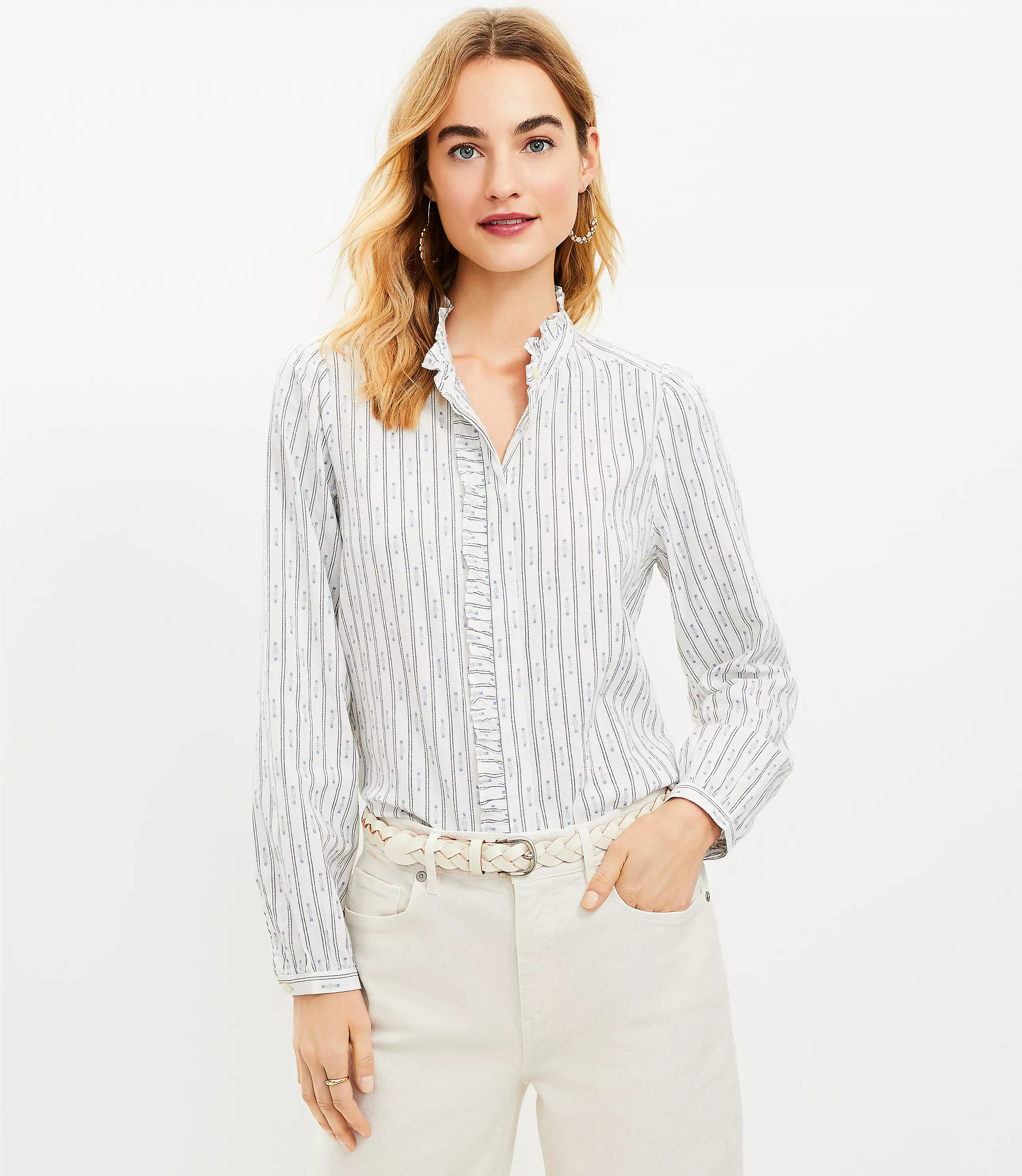 Clip Ruffle Shirt | LOFT
