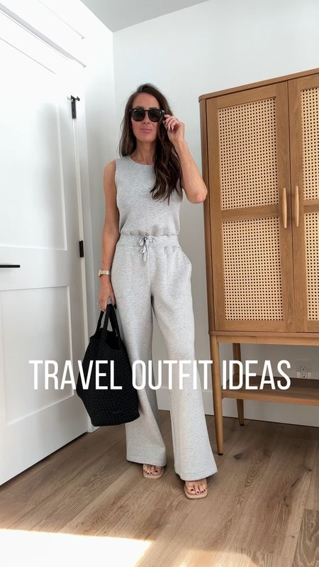 Travel outfit ideas…in the super luxe and comfy air essentials fabric from spanx
Save 10% sitewide code LLBXSPANX
Sz XS In jumpsuit 
Sz medium in top (small would have been better)
Sz xs in cropped pants
Sz up 1/2 sz in sneakers 
Bag needs insert to keep its shape(linked)


#LTKtravel #LTKover40 #LTKSeasonal