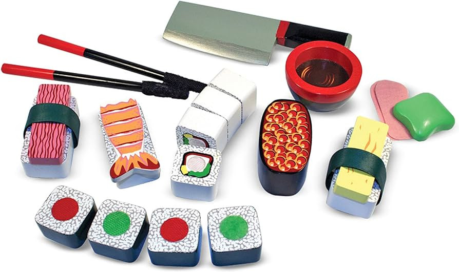 Melissa & Doug Sushi Slicing Play Food Set - Pretend Play Kitchen Toys, Wooden Sushi Food For Pla... | Amazon (US)