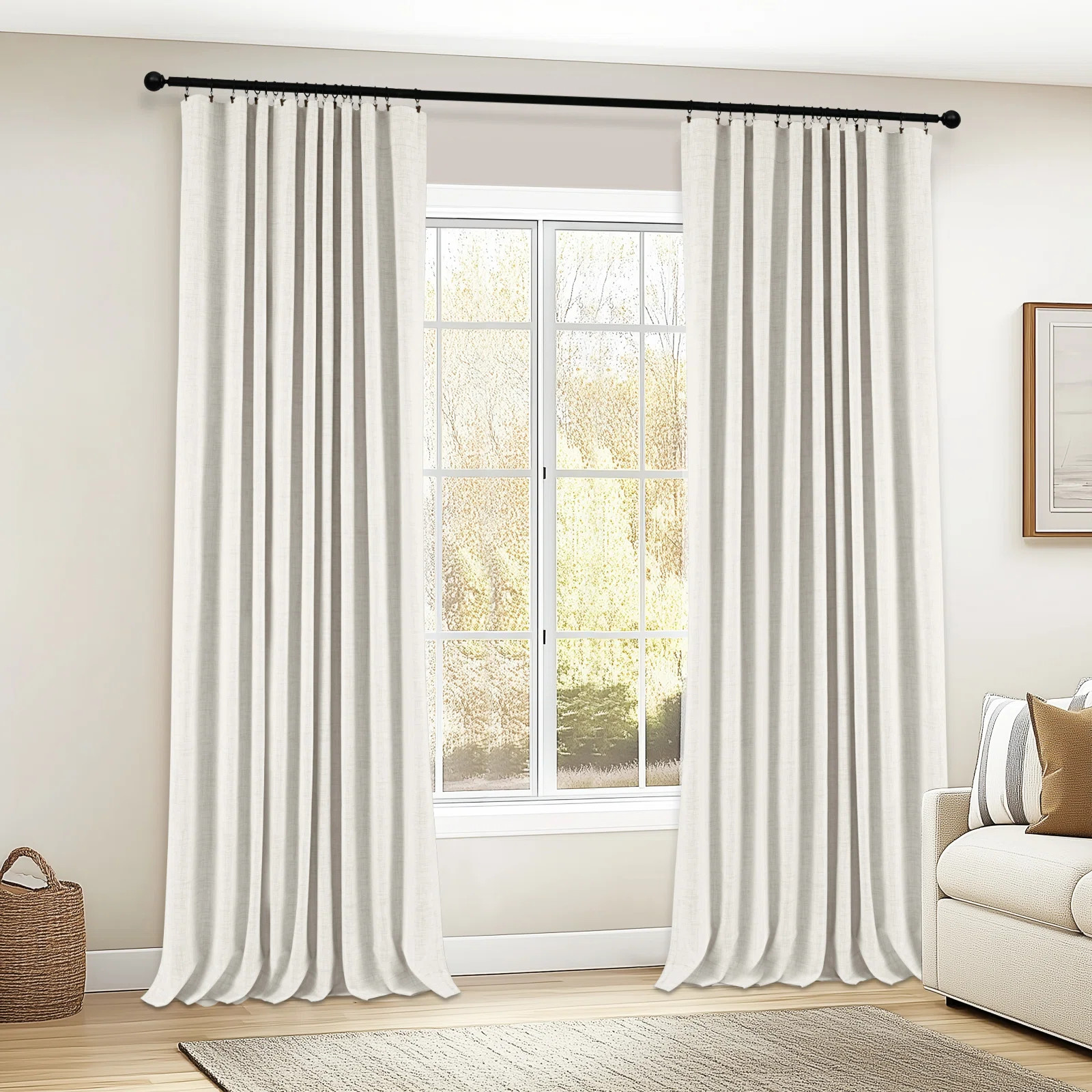 Wade Logan® Birglinde Faux Linen Textured Thermal 100% Blackout Curtains for Bedroom Living Room... | Wayfair North America