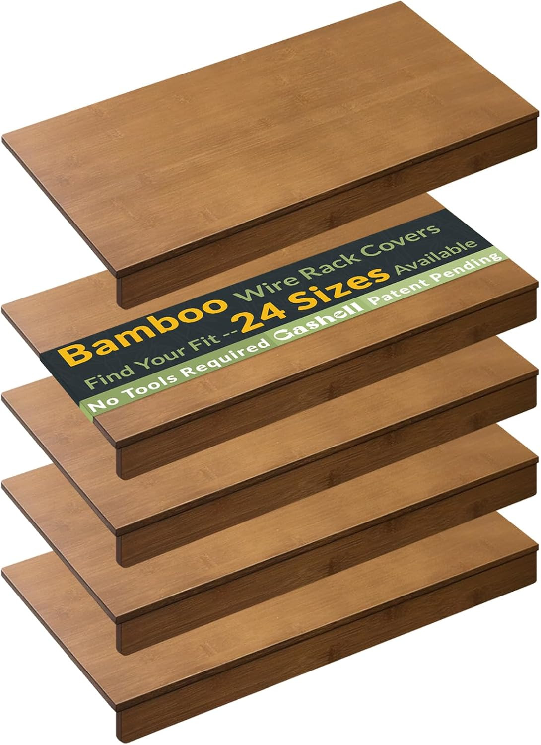 Wire Shelf Covers, Bamboo Wire Rack Covers for Pantry, Closet (5pcs, 41" W x 12" D) | Amazon (US)