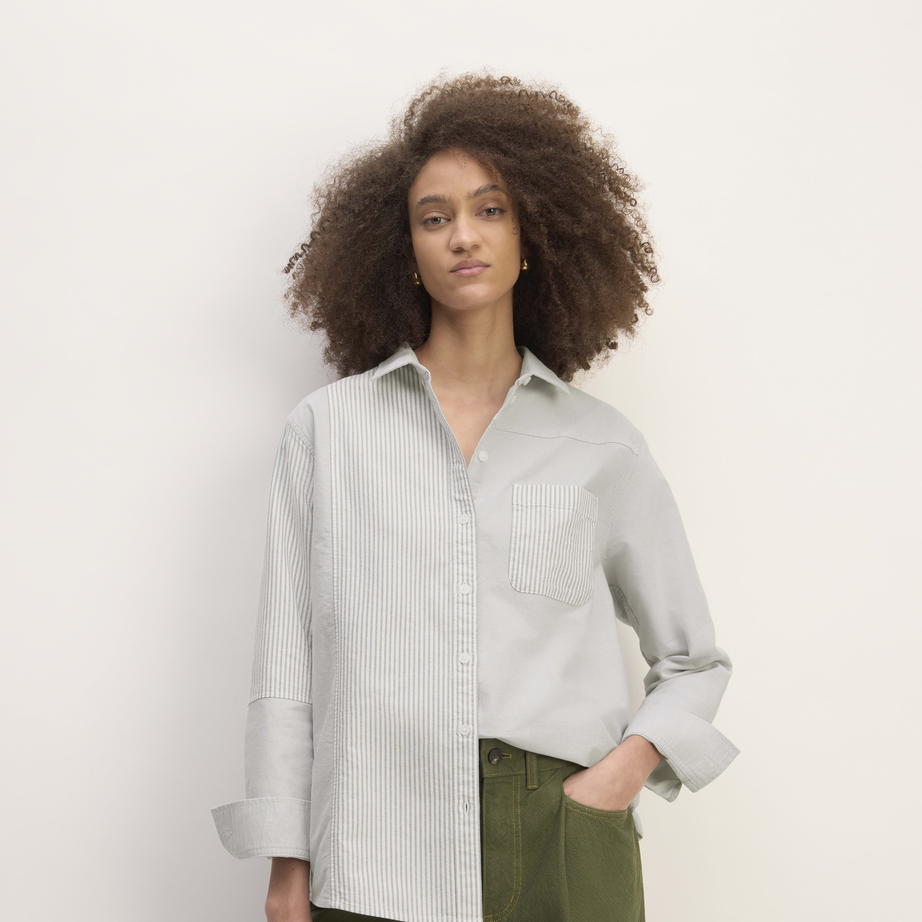 Women's Everlane x Marques' Almeida Patchwork Relaxed Shirt by Everlane in Grey Stripe Patchwork, Size XS | Everlane