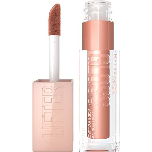 Maybelline Lifter Gloss, Hydrating Lip Gloss with Hyaluronic Acid, High Shine for Plumper Looking Lips, Stone, Rosey Neutral, 0.18 Ounce | Amazon (US)