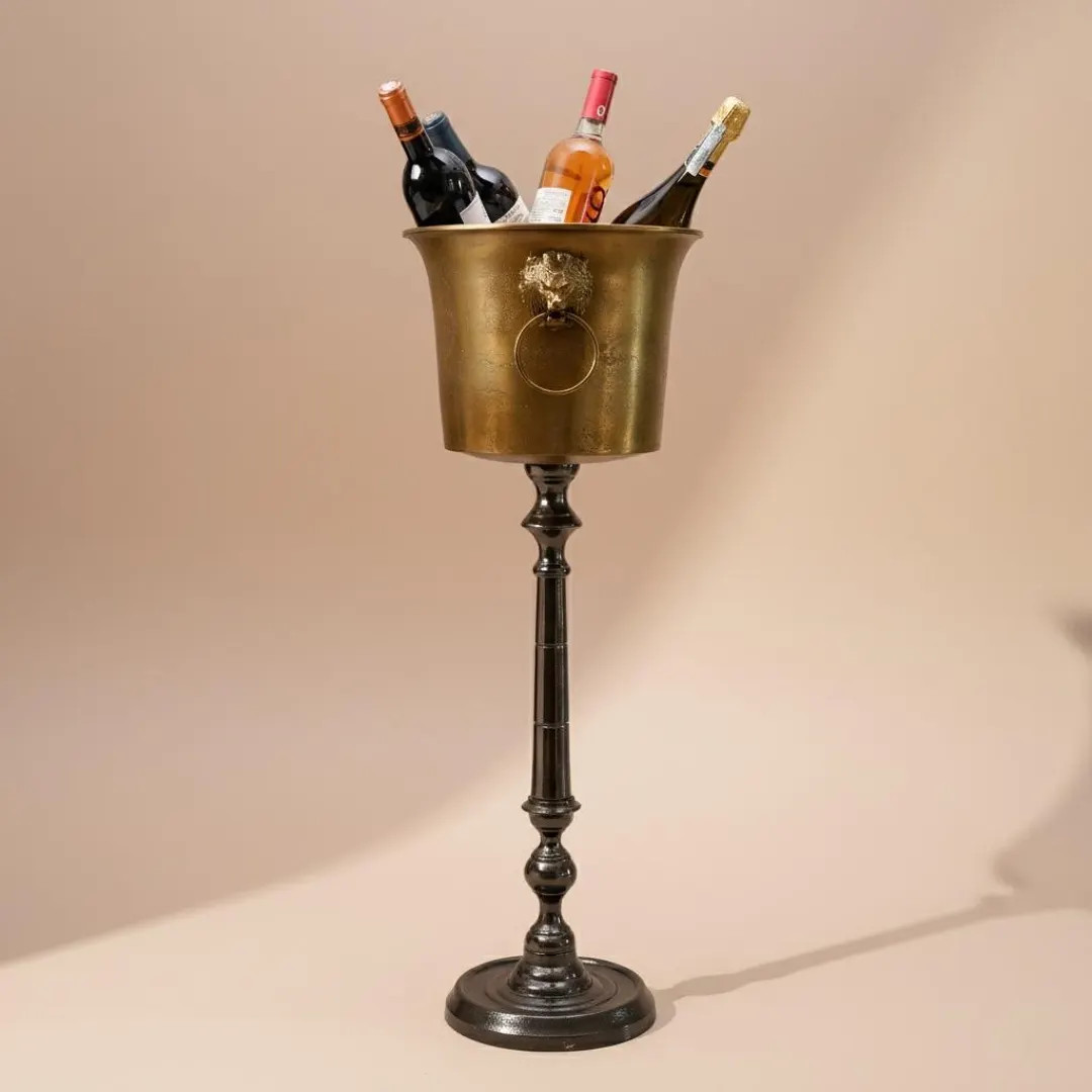 Vintage Brass Plate Champagne Bucket With Lion Head and Embossed Design & Dual Handles - Etsy | Etsy (US)