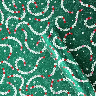 30" 55 sq ft Christmas Roll Wrap Seasonal Bracelet on Green - Wondershop™ | Target