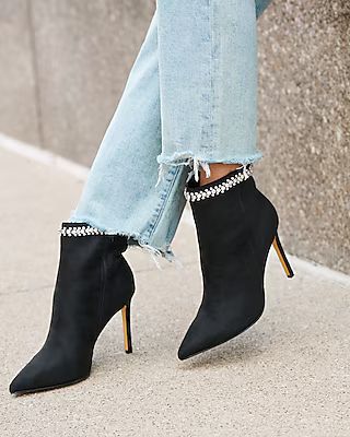 Rhinestone Embellished Thin Heel Booties | Express