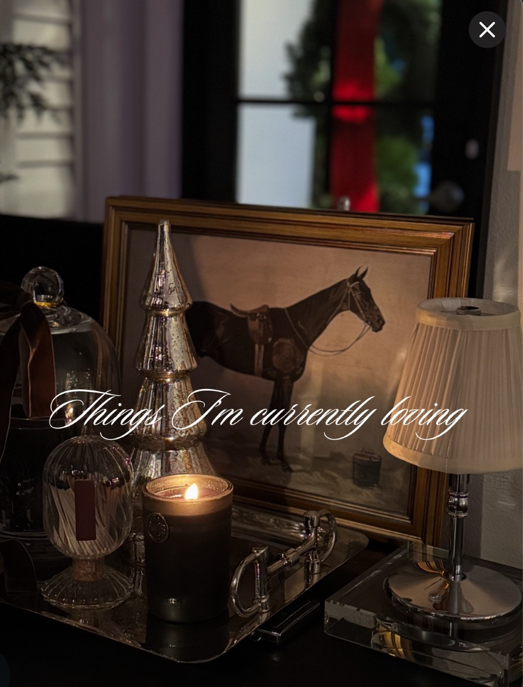 Things I’m currently loving 🤎the house feeling cozy for dinner parties with friends, a personalized gift i am loving , my cozy new horse bit slippers, lattes made by my husband, nightime twinkly views of the house, Emmett in his Christmas era, a wreath I placed over some artwork, a cutie fuzzy purse i found on amazon, my cozy new abercrombie jumpsuit, Emmett’s cozy teddy bear sweater and my home pomegranate aperol spritz

#LTKmomlife #LTKdayinmylife #LTKHoliday