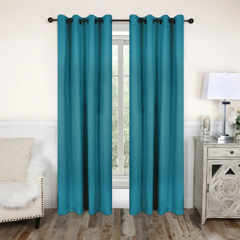 Blackout Solid Curtain Panels, Set of 2, 52" x 63", Aqua | Walmart (US)