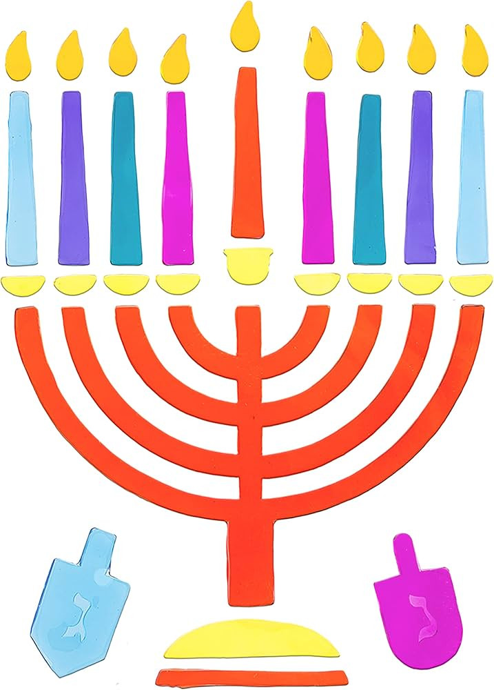 Menorah Window Gel Cling - Self Sticking Chanukah Menorah and Dreidels - Hanukkah Party Decoratio... | Amazon (US)