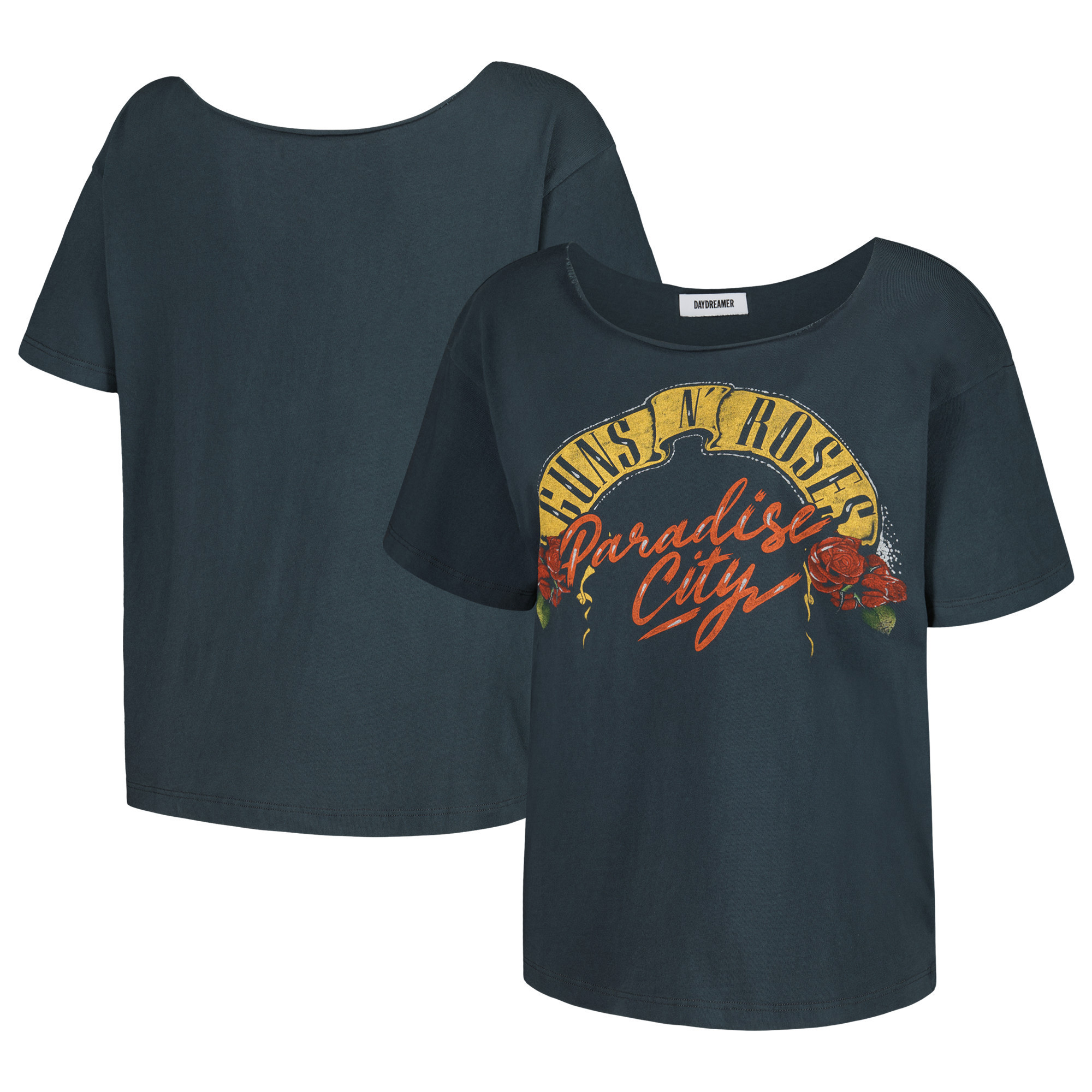 Women's Daydreamer Black Guns N’ Roses Off-Shoulder Graphic T-Shirt | Fanatics