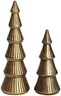 Amazon.com: WONDROUS' DECO Wooden Christmas Tree, Tabletop White Tree Figurine, Set of 2 Desk Cen... | Amazon (US)