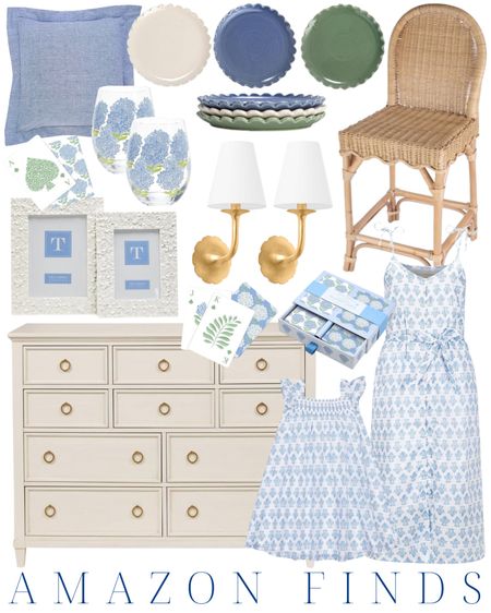 grandmillennial classic coastal home, living room | bedroom | home decor | home refresh | bedding | nursery | Amazon finds | Amazon home | Amazon favorites | classic home | traditional home | blue and white | furniture | spring decor | coffee table | southern home | coastal home | grandmillennial home | scalloped | woven | rattan | classic style | preppy style | grandmillennial decor | blue and white decor | classic home decor | traditional home | bedroom decor | bedroom furniture | white dresser | blue chair | brass lamp | floor mirror | euro pillow | white bed | linen duvet | brown side table | blue and white rug | gold mirror

#LTKHome