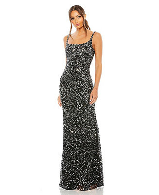 Mac Duggal Women's Sequined Low Back Slip Gown - Macy's | Macy's