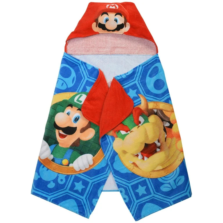 Super Mario Kids Hooded Bath Towel, Cotton, Red, Nintendo | Walmart (US)