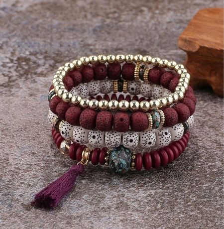 Affordable boho style wrist stacks with a pop of color for fall!!  #Boho #Bracelets #FallFinds #JewelTones

#LTKSale #LTKfit #LTKSeasonal