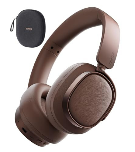 Edifier ES850NB Active Noise Cancelling Headphones, Over Ear Bluetooth Headset, 92H Playtime Wired & Wireless Hi-Res Audio Certified, Fast Charging Clear Calls for Home Office Travel - Brown | Amazon (US)