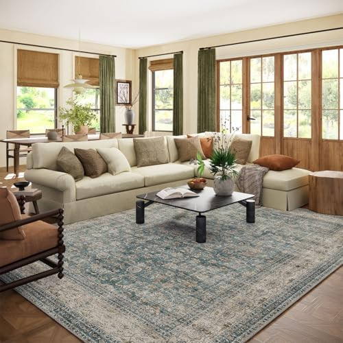 Machine Washable Living Room Rug: 8x10 Area Rugs for Bedroom Vintage Stain Resistant Non Slip Low... | Amazon (US)
